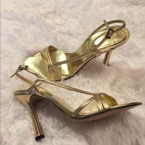 Gold leather sandals